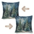 thumbnail image 3 of Farmhouse Throw Pillows Let It Snow Watercolor Christmas Pine Trees Pillows 18"x18" Rustic Style Natural Forest Fog Print Linen Cushion Case Outdoor Home Decoration Cushion Case for Sofa Couch, 3 of 7