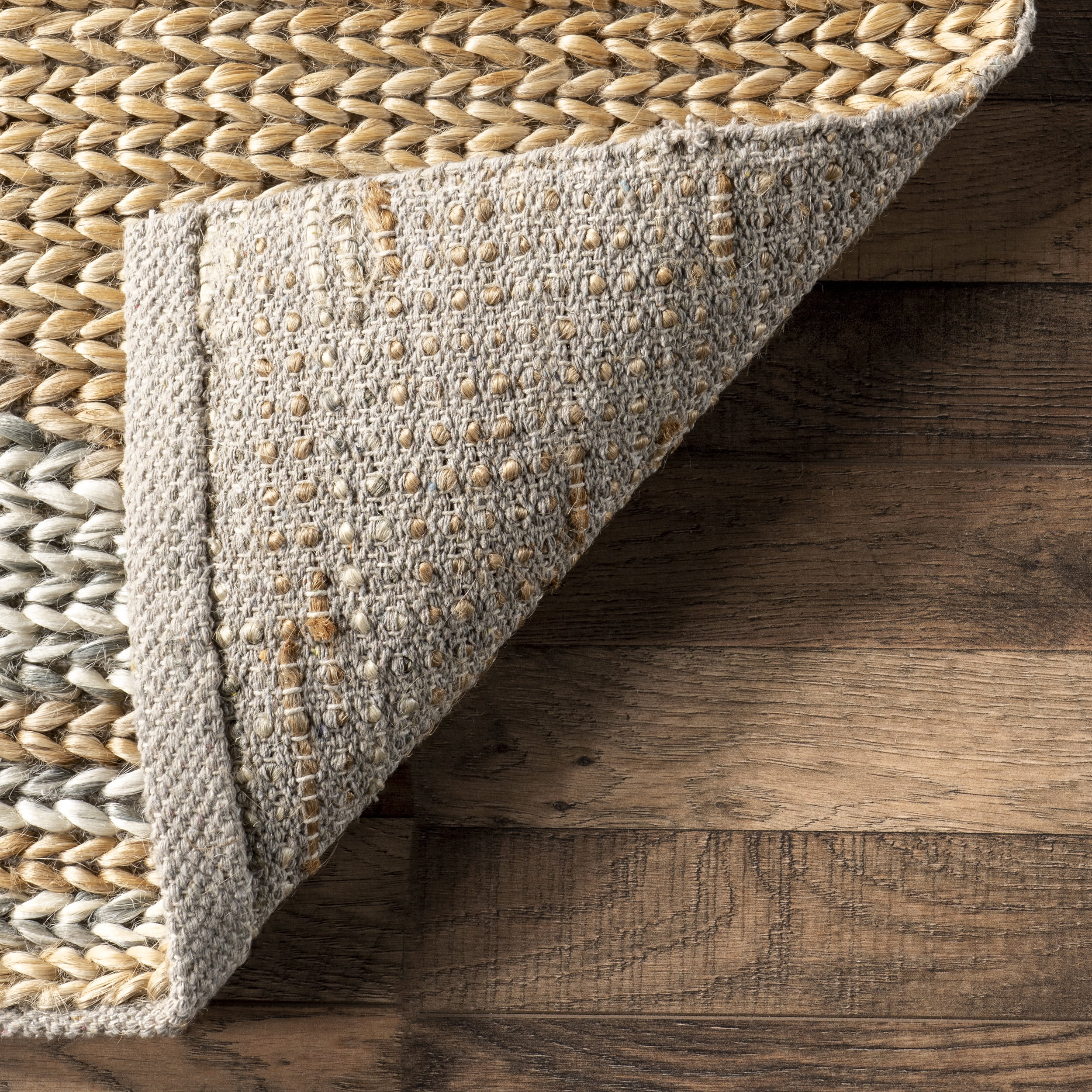 nuLOOM Akasha Faded Diamond Jute Blend Area Rug, 4' x 6', Natural