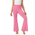 thumbnail image 4 of Honhmin Girls Flare Pants, Casual Fleece-lined Elastic Waist Holiday Fall Pants Pink Size 5-6 T, 4 of 7