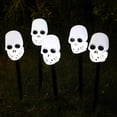 thumbnail image 2 of Set of 5 Halloween Pathway Markers Lights, 14 Inch High Plastic Lantern Shaped Pumpkin Lawn Garden Stakes Clear Lights for Trick or Treat Party Outdoor Waterproof Halloween Decor, Battery Powered, 2 of 8