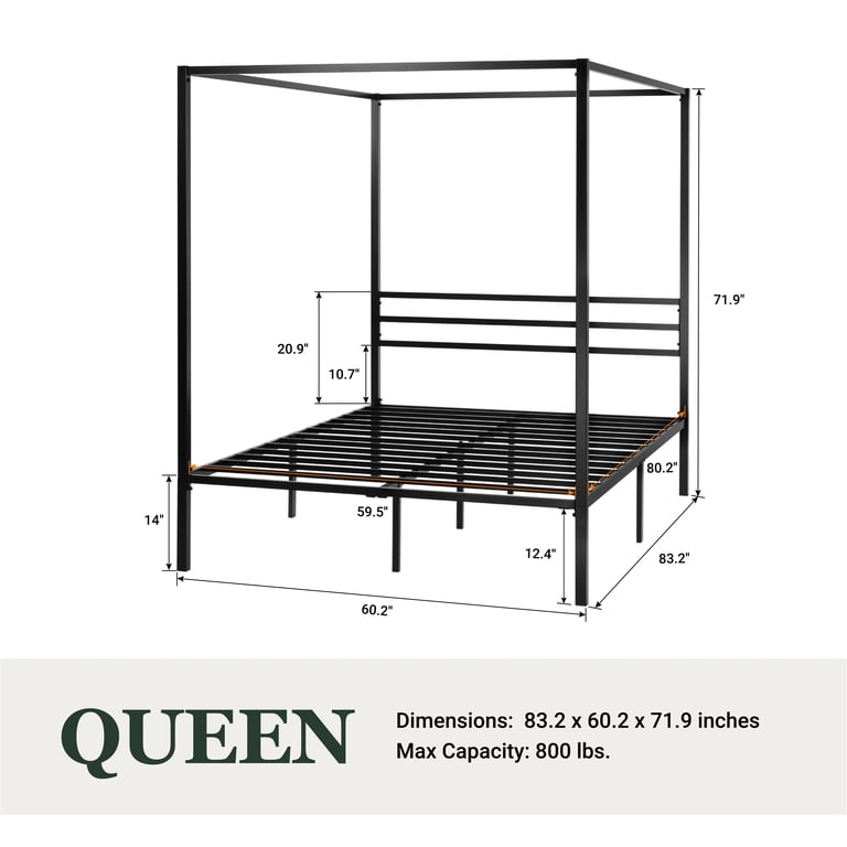 Amolife Queen Canopy Bed Frame with Storage, Black photo 5