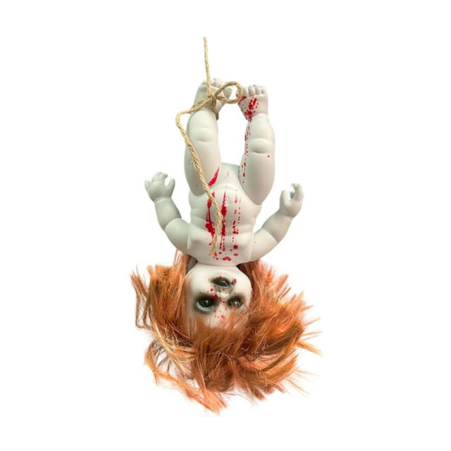 Lipstore Poupée Bébé d'Halloween Suspendue Poupée Hantée pour l'Extérieur Maison Hantée Fille d'Halloween Grande