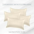 thumbnail image 2 of 4-PACK Cooling Viscose Satin Pillowcase Set with Hidden Zipper closure,Standard/Queen, Cream, 2 of 4