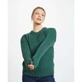 thumbnail image 3 of Traditional Irish Wool Green Sweater for Women, Honeycomb Stitch, Made in Ireland - Small, 3 of 6