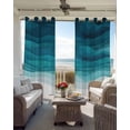 thumbnail image 4 of Teal Turquoise Waves Blackout Curtains 45 Inches Long for Bedroom, Ombre Coastal Ocean Water Abstract Thermal Insulated Room Darkening Black Out Window Curtain Panels Grommet Drapes for Living Room, 4 of 8