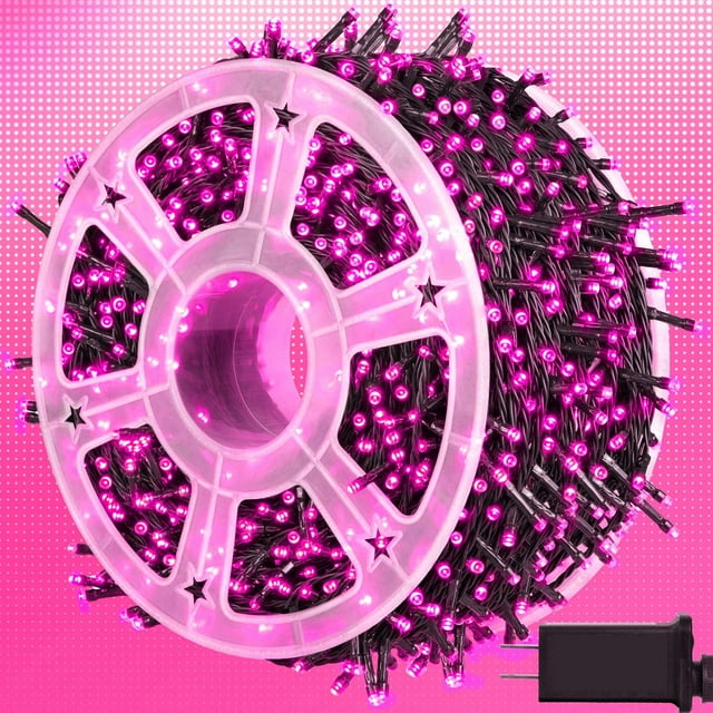 Luces LED para Halloween Kemooie 500, rosa, 164 pies, diseño de hada para exteriores