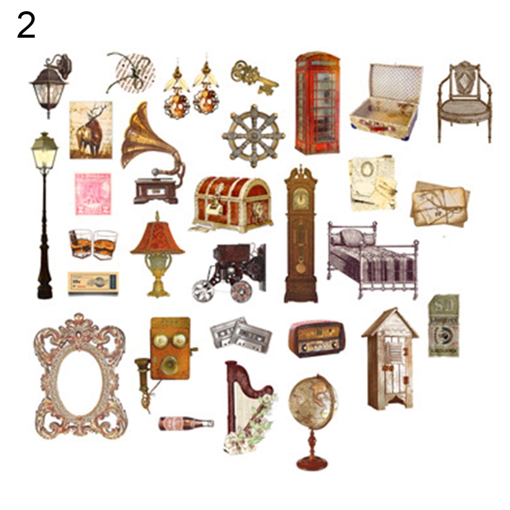 sanwood 60pcs vintage paper scrapbooking stickers adhesive stationery