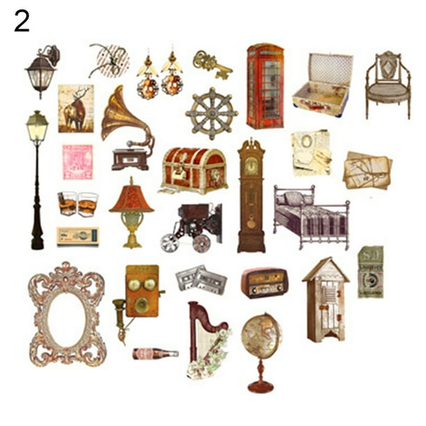 sanwood 60pcs vintage paper scrapbooking stickers adhesive stationery decorative label walmart com