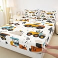 thumbnail image 4 of Castle Fairy Cartoon Construction Truck Full Size Sheets 4-Piece for Kids,Cute Tractor Excavator Bed Sheets for Bedroom,Yellow Blue, 4 of 6