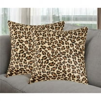 HomeRoots 544652 18 in. Brown & Black Leopard Cowhide Throw Pillows - Set of 2