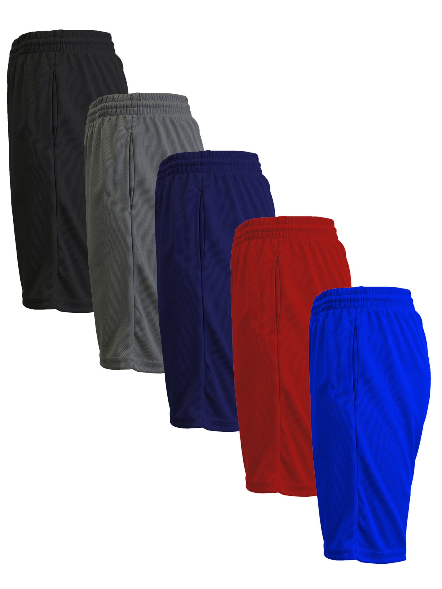 Men's 5-Pack Lightweight Breathable Moisture Wicking Mesh Shorts 