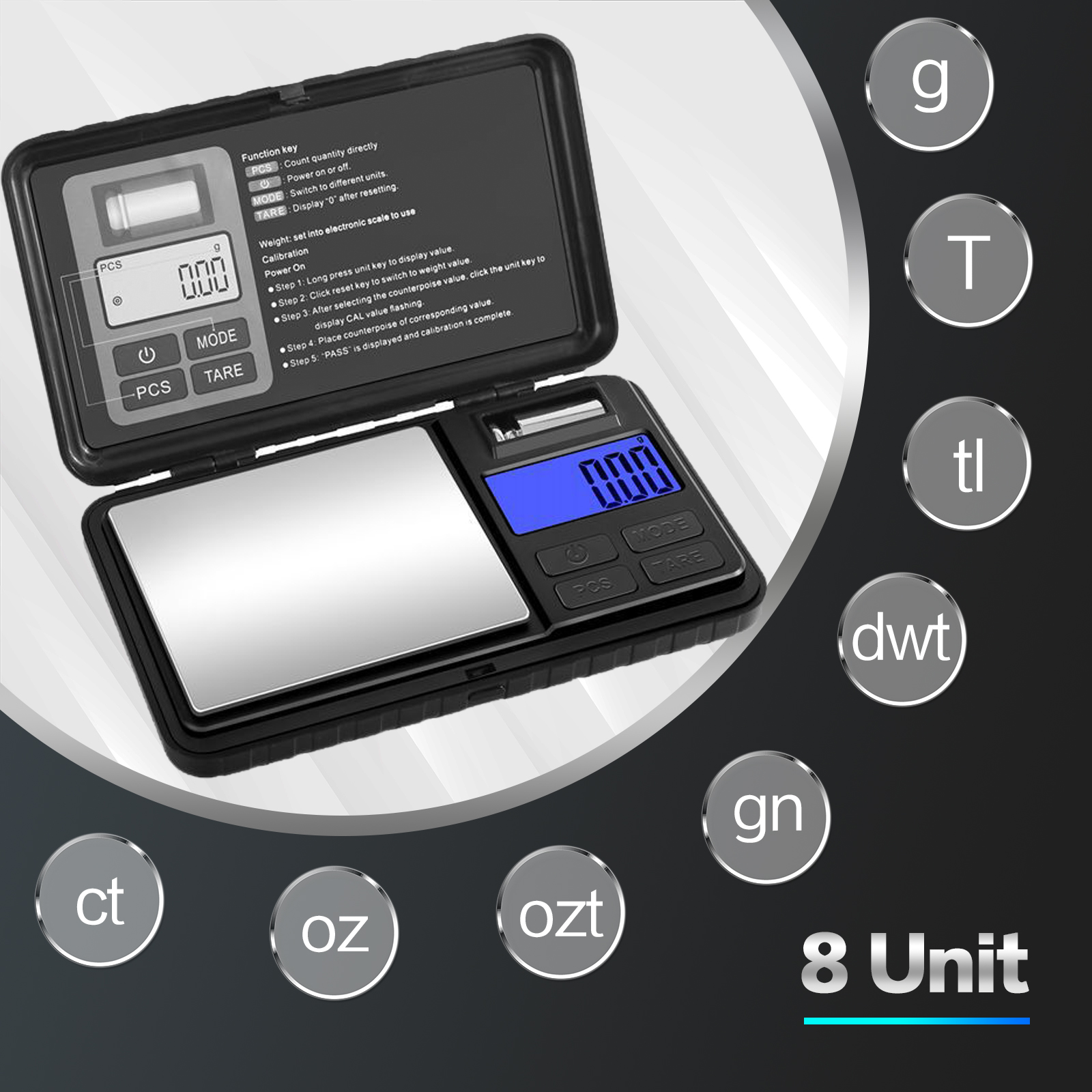 JELLOO Digital Pocket Scale, 500g/0.01g High Precision Portable Jewelry Scale, Mini Gram Scale for Jewelry, Coffee, Herb, Ideal Kitchen Food Scale with Back-Lit LCD Display
