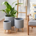 thumbnail image 2 of DecMode 14 In. Planter, MGO, Gray, 3 - Pieces, 2 of 9