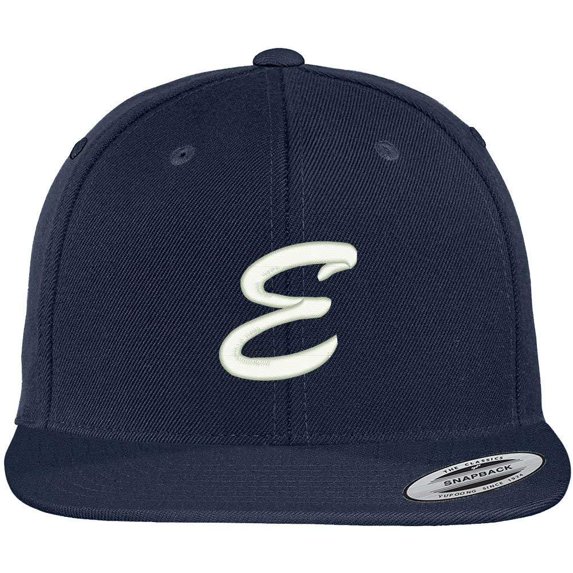 Trendy Apparel Shop Letter E Brushed Script Embroidered Flat Bill Snapback Baseball Cap - Red