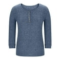 thumbnail image 7 of Diufon Womens Fall Sweaters Solid Color Button V Neck Tops Knitted Cotton Long Sleeve Pullover Tops, 7 of 7