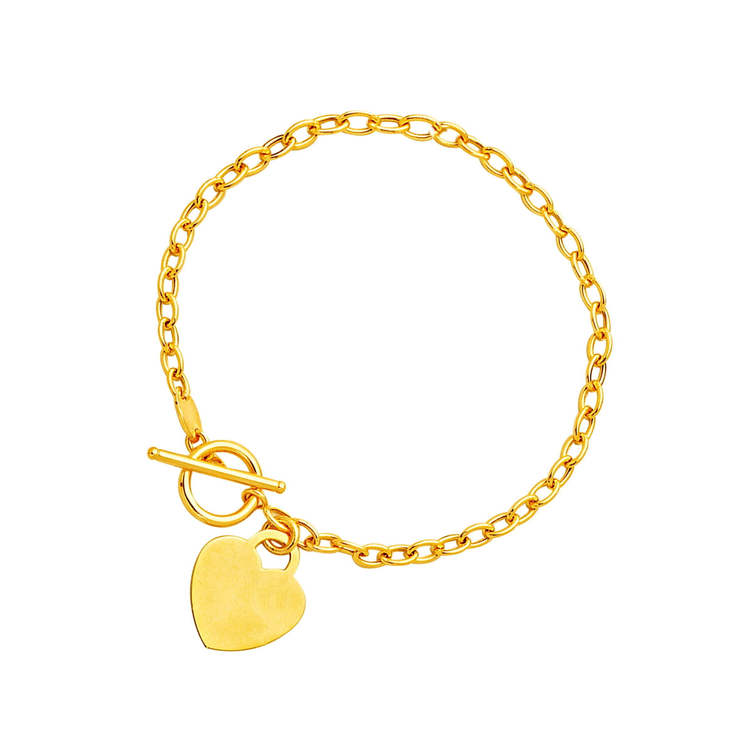Toggle Bracelet with Heart Charm in 14k Yellow Gold Walmart Canada