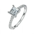 thumbnail image 2 of 1Carat Princess Cut Moissanite Engagement Ring - Diamond Pave Halo Ring- Handmade Ring - 18k White Gold Over Silver, 2 of 5