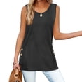 thumbnail image 4 of Blusa casual de color sólido para mujer Camiseta sin mangas con cuello redondo Camiseta sin mangas de verano con botón lateral Fridja nalpqowj29270, 4 of 8