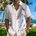 thumbnail image 1 of Camisa hawaiana de manga corta con botones y estampado floral y plumas transparentes para hombre Camisa con solapa y botones Material suave y cómodo XS-5XL, 1 of 6