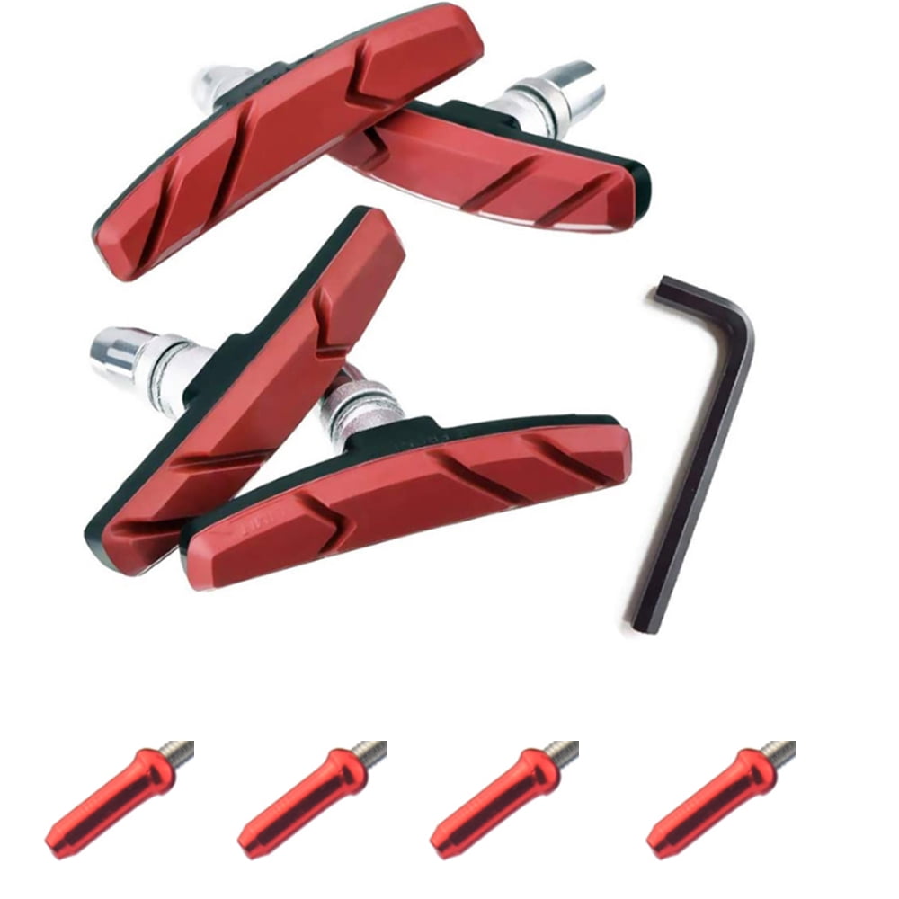 Plaquettes De Frein Vélo 55 Mm L/R - Blocs V-Brake Alliage Aluminium + Caoutchouc Rainuré, Universelles Pour VTT Et Ville
