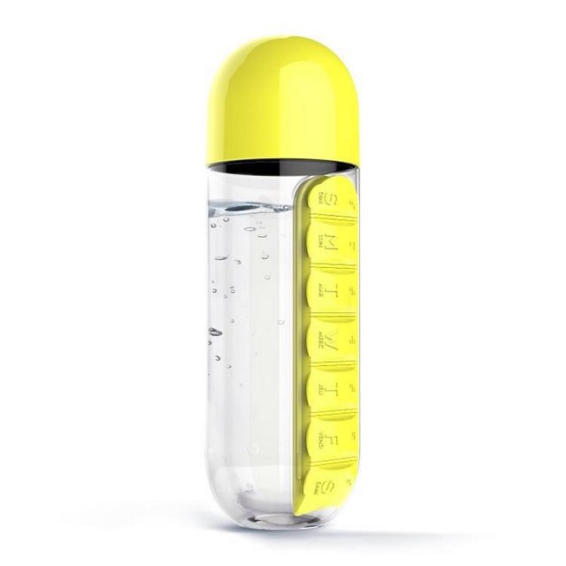 Botella Agua 2 en 1 Vaso Pastillero Portátil Píldoras 600ml Dara Baby Otr0034