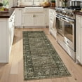 thumbnail image 3 of GlowSol 2'x6' Washable Runner Rug Floral Print Runner Rugs Soft Vintage Distressed Low Pile Non-Slip Bedroom Rugs for Kitchen Laundry, Taupe, 3 of 7