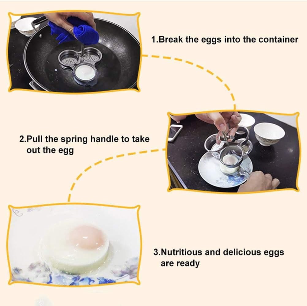 ABPETE Egg Poachers with 3 Stainless Steel Grids, Non Stick Pocket Egg Cups for Quick, Easy, and Nutritious Breakfast