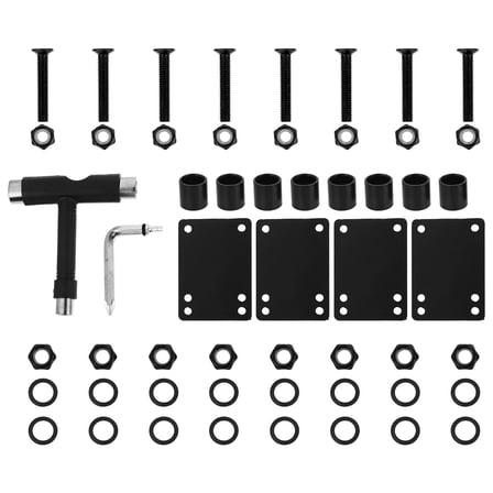 WORGEOUS 1 Set Skateboard Parts Metal Black for Skateboarding 15.00x5.12x1.97in