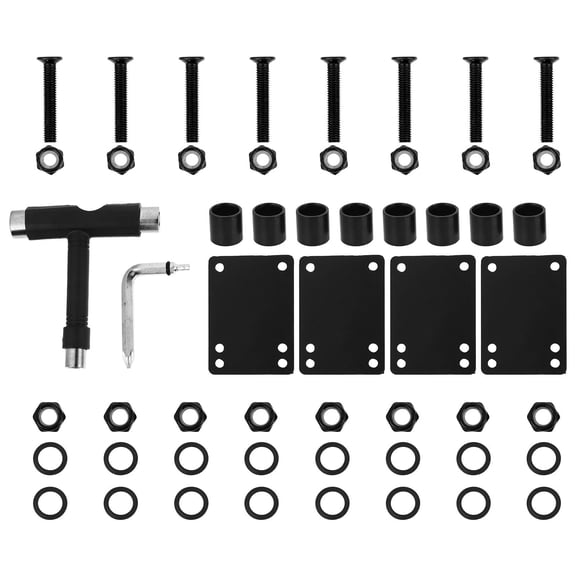 WORGEOUS 1 Set Skateboard Parts Metal Black for Skateboarding 15.00x5.12x1.97in