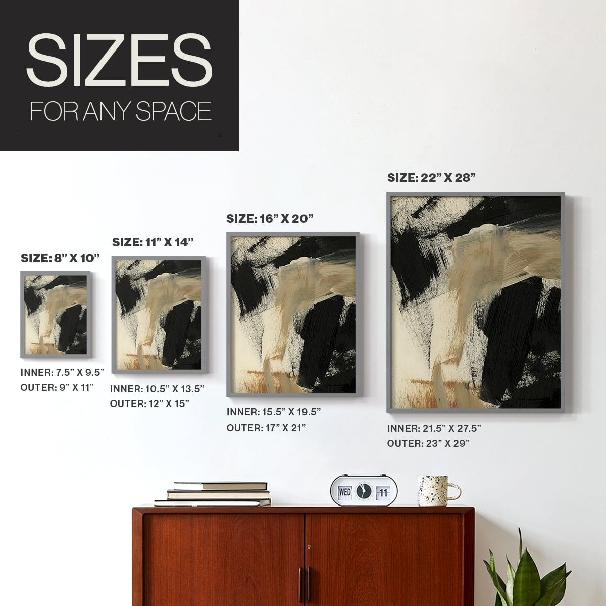 Baked Paintstrokes IV Framed Print in Gray Solid Wood Framed Print No Nail Hanging
