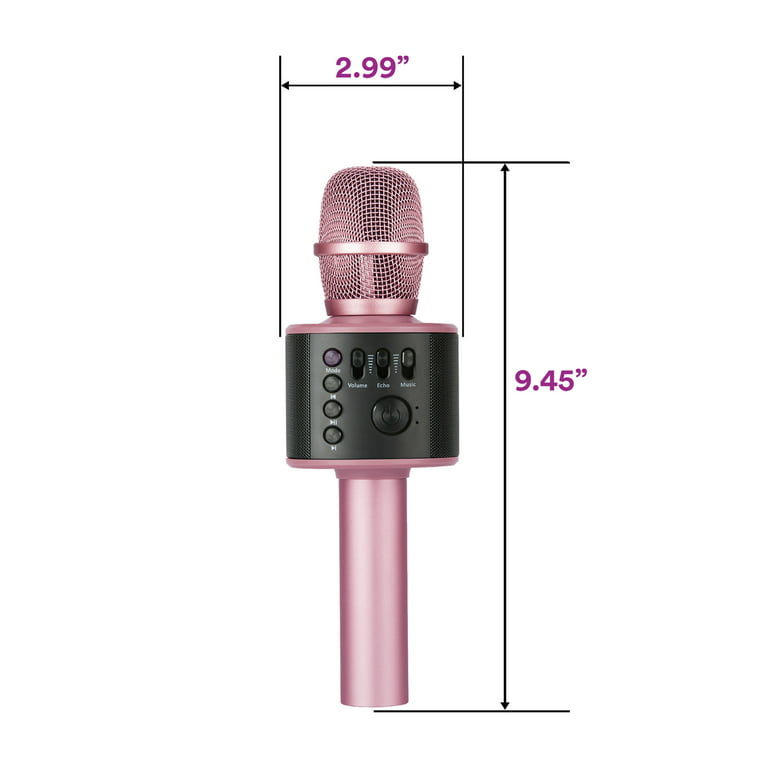 Core Innovations Wireless Bluetooth Karaoke Microphone with Built-in  Speakers + HD Recording | Rose Gold
