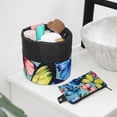 thumbnail image 6 of PhooArto Travel Cosmetic Bags Barrel Makeup Bag, Multifunctional Toiletry Bucket Bags Round Organizer Storage Pocket, Flying Butterflies Pattern, 6 of 6