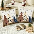 thumbnail image 2 of Set of 2 Christmas Tree Pillow Covers Blue Snowflake Winter Holiday Farmhouse Decoration Pillow Cases 18 x 18 Inch Cotton Linen Cushion Cover for Home Sofa Couch, 2 of 6