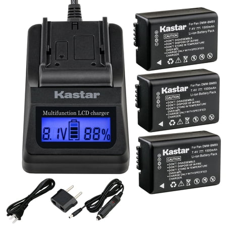 Kastar Battery 3-Pack and Fast Charger Replacement for Panasonic DMW-BMB9 DMW-BMB9E DMW-BMB9PP Lumix DMC-FZ40 DMC-FZ45 DMC-FZ47 DMC-FZ48 DMC-FZ60 DMC-FZ62 DMC-FZ70 DMC-FZ72 DMC-FZ100 DMC-FZ150 Camera