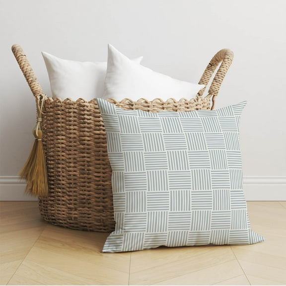 Gridblocked Slate Blue Throw Pillow