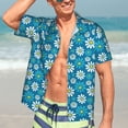 thumbnail image 3 of Wukai Daisies Flowers Men's Hawaiian Shirt Short Sleeve Casual Button Down Summer Beach Aloha Shirt Tropical Print Holiday Party, 3 of 8