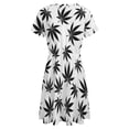 thumbnail image 5 of Weed Pattern Short Sleeve Dress Women Summer Evening Dresses Ladies Sundress, 5 of 7