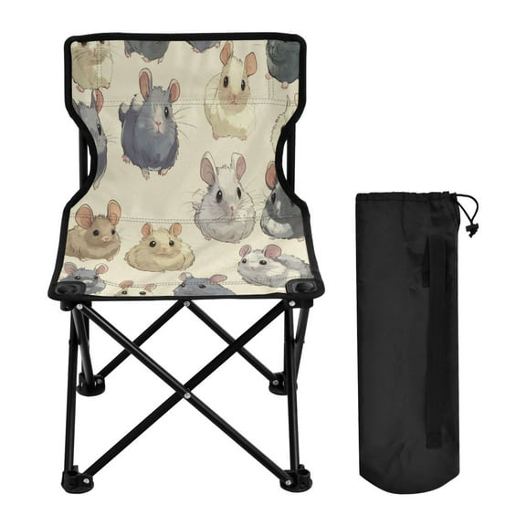 WOBOGO Anime Chinchilla Camping Chair Convenient Four Corner Backrest Folding Stool Can Hold Up to 220lbs