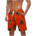 thumbnail image 2 of Hurxie Men's Swim Trunks Hawaiian Bathing Suit Swimsuits Beach Shorts with Pockets Red,M, 2 of 5