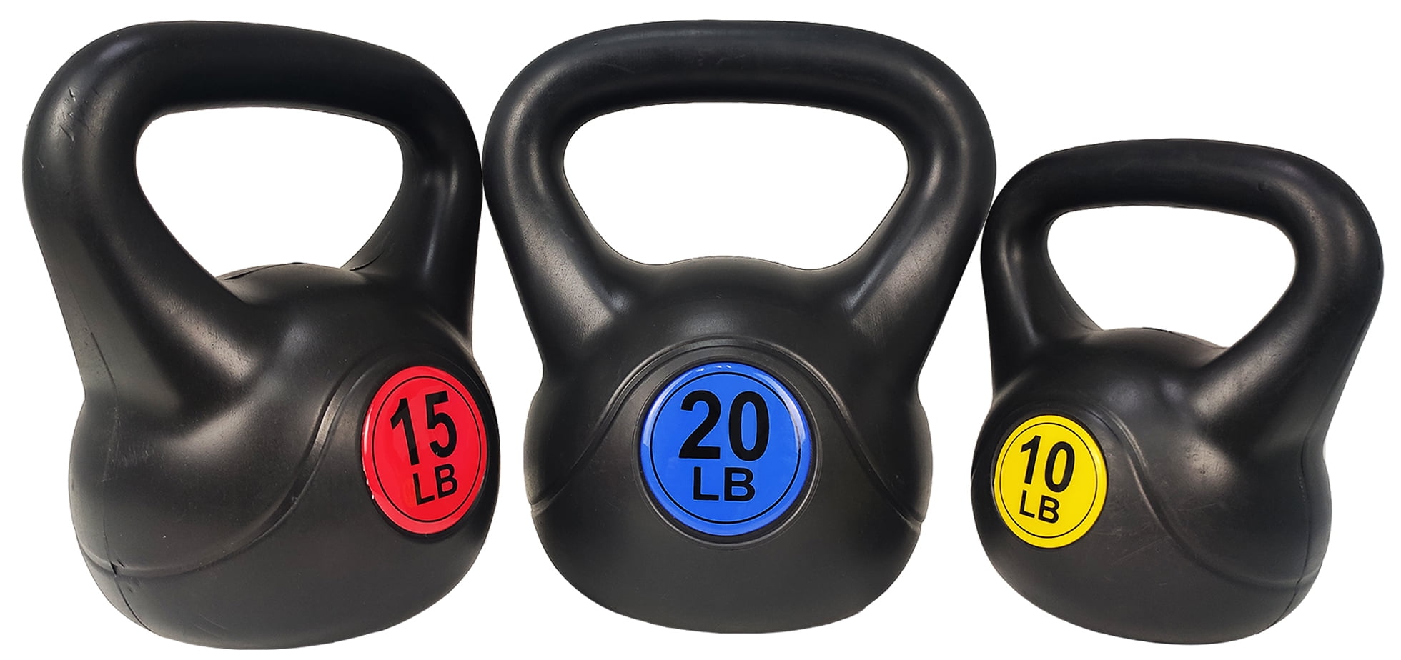 BalanceFrom Wide Grip 3-Piece Kettlebell Exercise Fitness Weight Set, Include 10 Lbs., 15 Lbs., 20 Lbs. - 45lbs