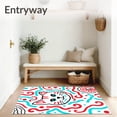thumbnail image 3 of ODIKA 3'x5' Machine Washable Non-Slip Area Rug, Cheerful Feline Face with Colorful Abstract Motifs High Traffic Rug with Pad, Red, 726779, 3 of 8
