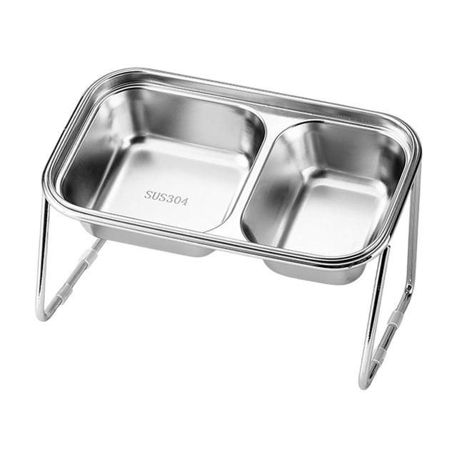 Kyursd Summer Home/Kitchen Organizers and Storage Special Offer!Stainless Steel Kitty Bowl Kitty Food Bowl Dog Kitty Water Bowl Rice Food And Water Integrated Non Knocks And Neck Protection