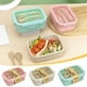 thumbnail image 1 of Lonchera Bento de Pajita, Estilo Japonés, Material Plástico, Incluye Tenedor y Cuchara, Apto para Microondas, Uso En Oficina y Escuela, 7.1X5.1X2.8 Pulgadas, Ligera, Fácil de Usar, 1 of 7