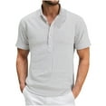 thumbnail image 2 of Antinious Mens Short Sleeve Button up Semi Open Linen Casual Loose Striped Shirt,White,S, 2 of 5