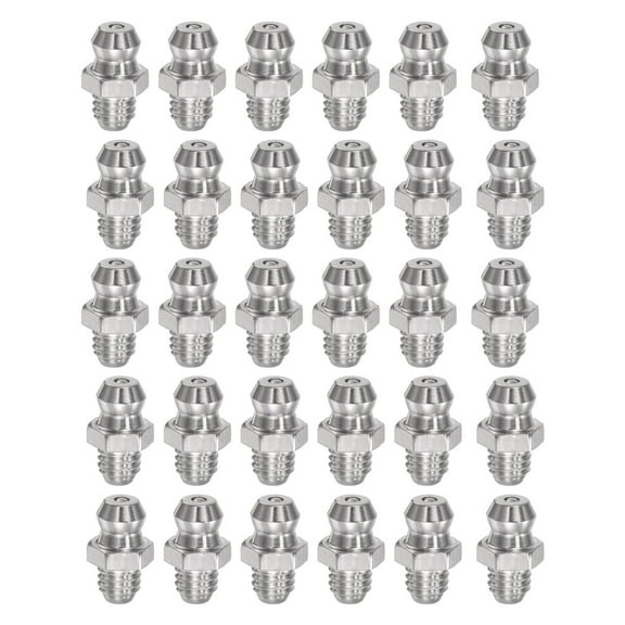 Uxcell 201 Stainless Steel Straight Hydraulic Grease Fitting M6 x 1mm Thread 30 Pack