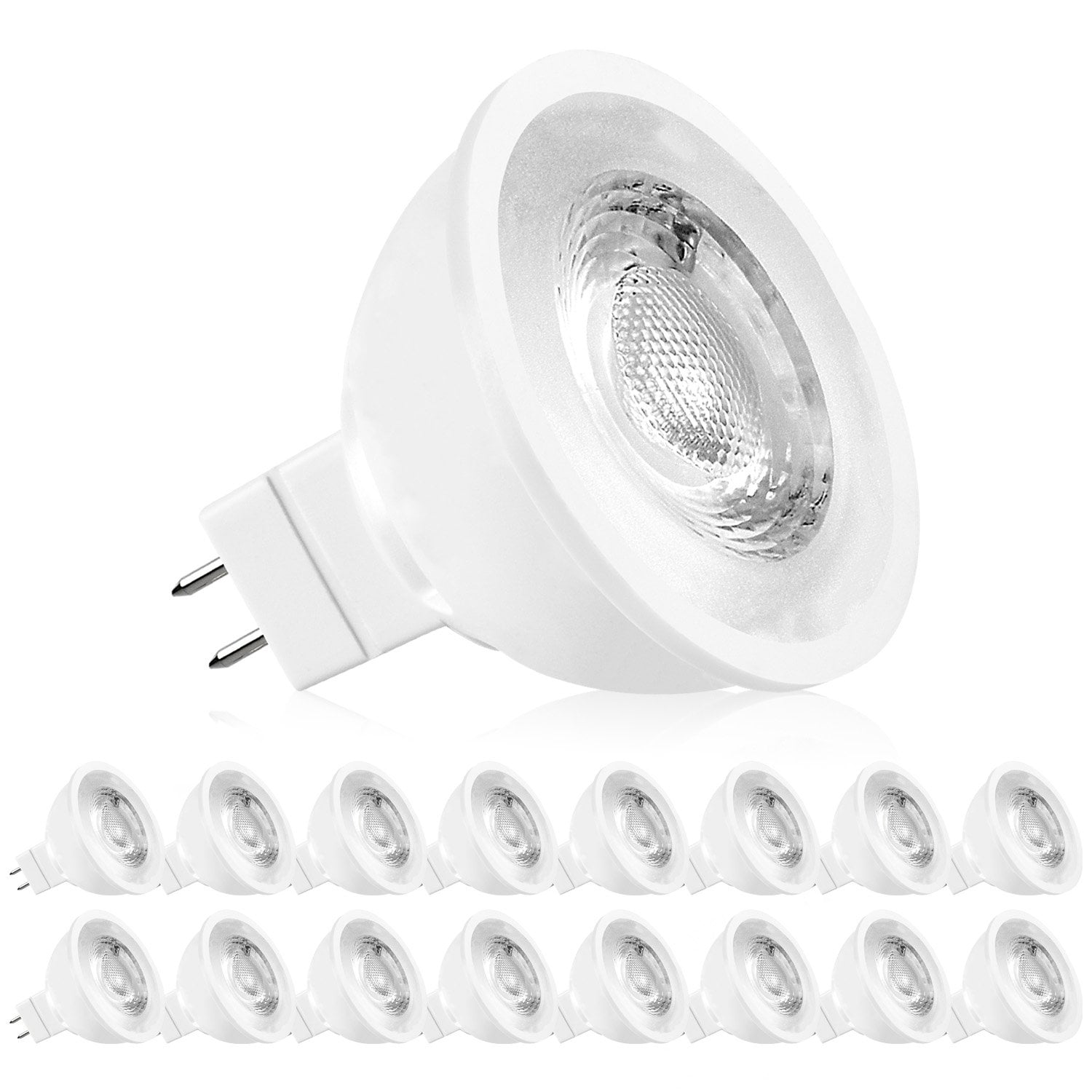 en kreditor Dykker knoglebrud Luxrite MR16 LED Dimmable Spot Light Bulb 6.5W (50W Equivalent) 2700K Warm  White, 500 Lumens, GU5.3, 16 Pack - Walmart.com