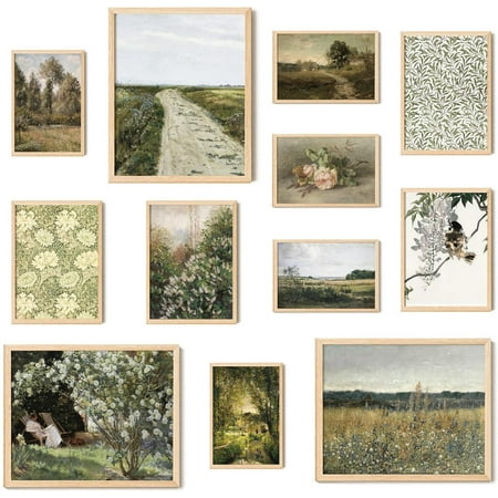 French Country Wall Art - Vintage Art Prints Greenery Vintage Wall Decor Countryside Landscape Painting Spring Pictures Wall Decor Nature Posters for Home Bedroom Kitchen (8x10 Unframed)