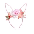 thumbnail image 2 of Diadema de corona de Pascua con orejas de conejo, diadema floral estilo bosque, accesorio para el cabello con flores artificiales. Diadema de plástico., 2 of 6