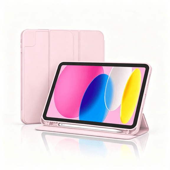 GJX Ipad (A16) Case/Ipad 10Th Generation Case [11" 2025/10.9"2022] with Pencil Holder,Trifold Stand Smart Cover with Soft Tpu Back,Auto Wake/Sleep(Pink)