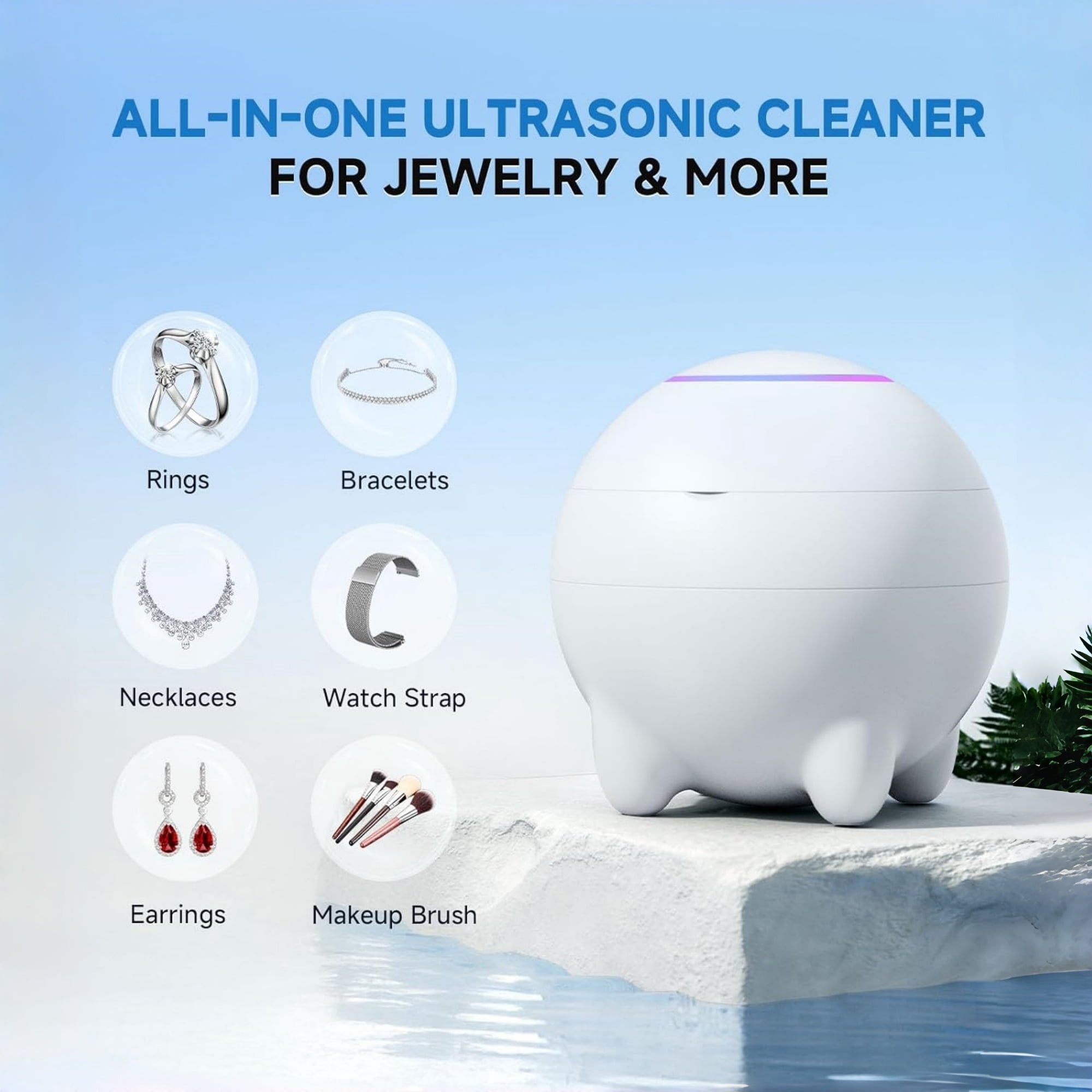 BDQ Ultrasonic Jewelry Cleaner Machine for Rings, Glasses, Watches and Retainers–Professional Sonic Cleaning Kit